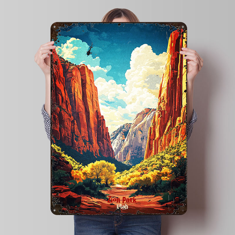 Retro Poster Gaming - Zion National Park Art Printed Posters