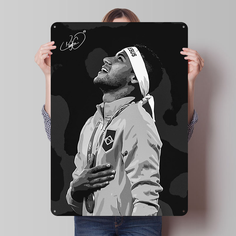 Retro Poster Gaming - Neymar Jr. Portrait Poster Customized Vintage