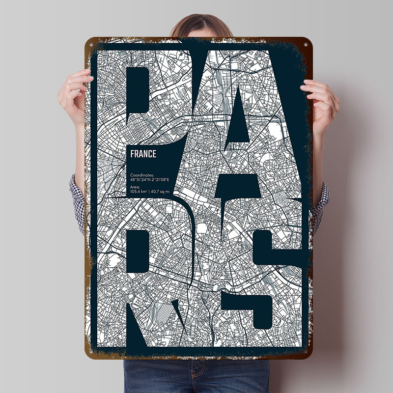 Retro Gaming France - Paris France Map Typography Printing Poster