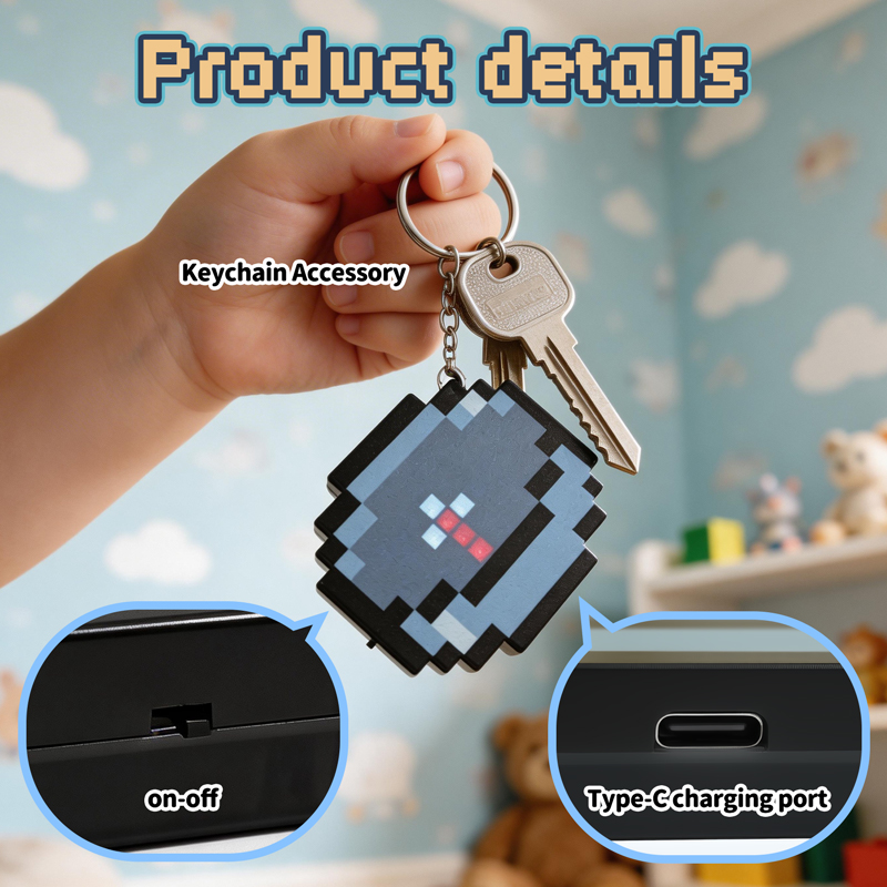Retro Gaming Fun - 2026 NEW Rechargeable Pixel Compass Keychain