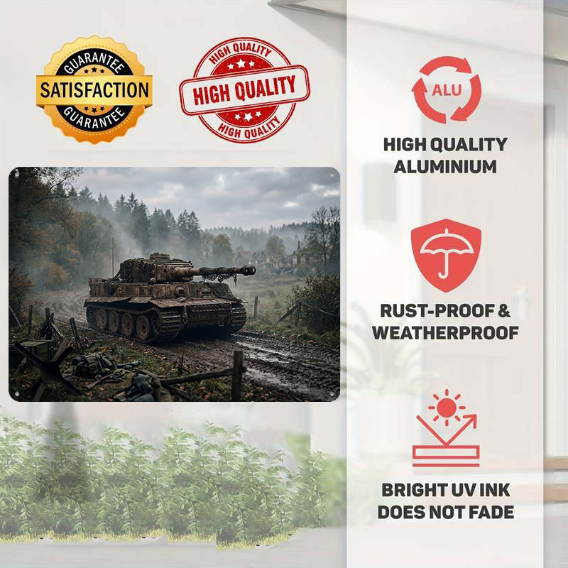 Tiger Tank in Muddy Landscape  - Retro Poster Gaming review and price