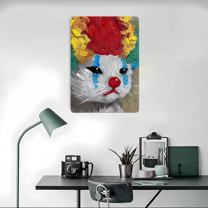 Sad Clown Cat Painting Tinplat - Retro Poster Gaming review and price