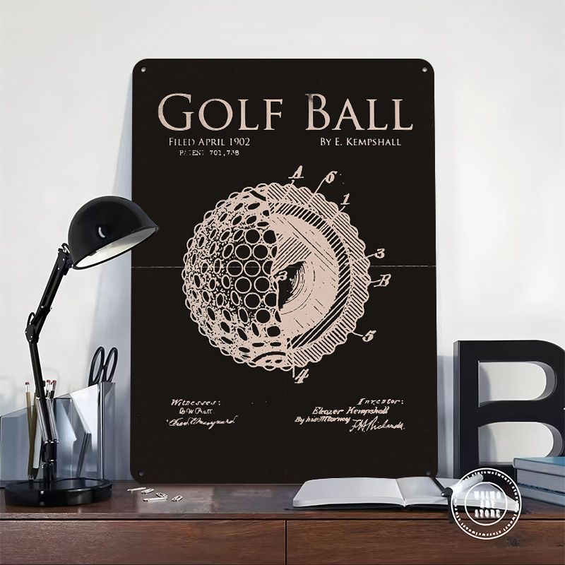 Golf Ball Patent Drawing Metal - Retro Poster Gaming review and price