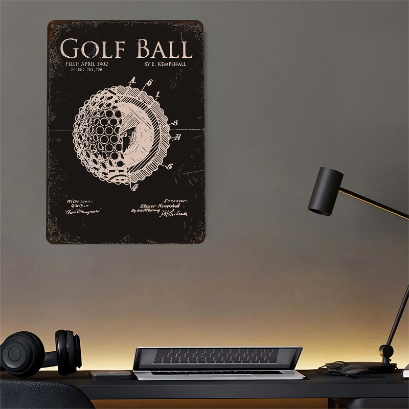 Golf Ball Patent Drawing Metal - Retro Poster Gaming review and price